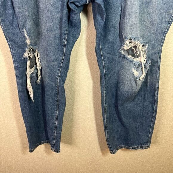 Old Navy Womens O.G Straight Jeans High Rise Secret Slim Distressed Blue Size 20 - Picture 3 of 7